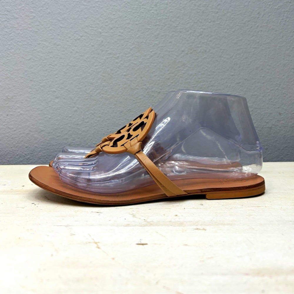 Tory Burch Beige Leather Mini Leather Miller Thong Sandals Size 5.5